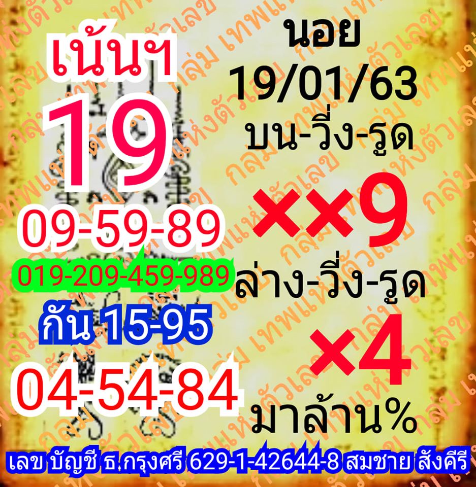 แนวทางหวยฮานอย 19/1/63