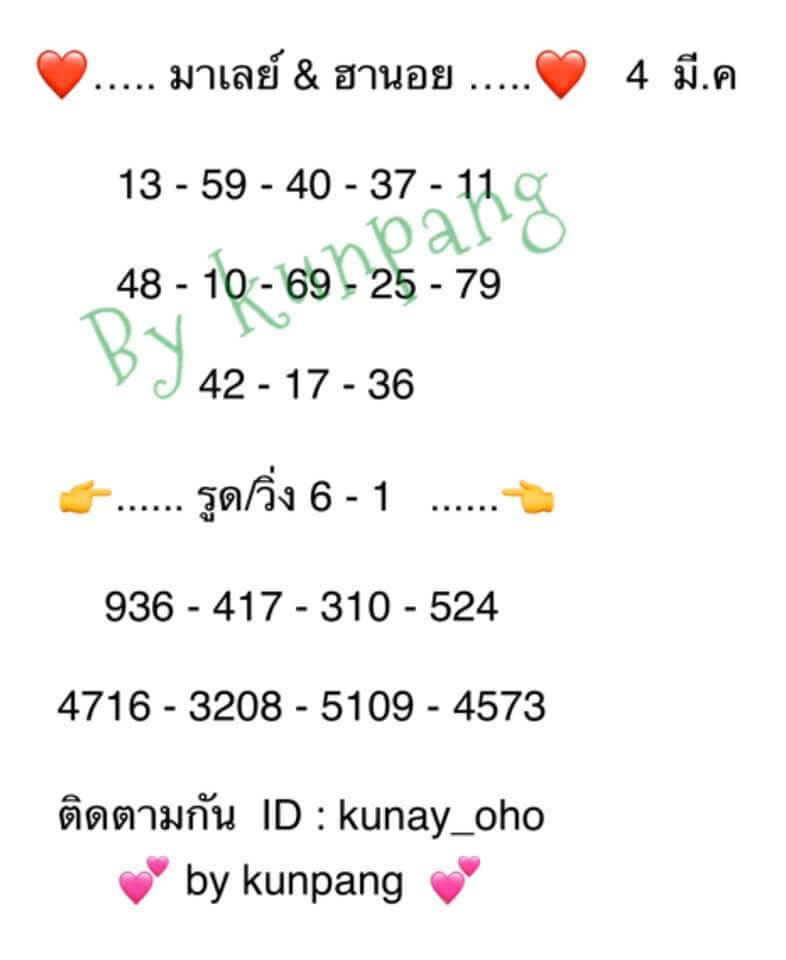 หวยมาเลย์วันนี้ 4/3/63 ชุดที่ 7