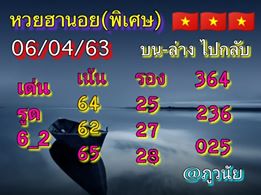 แนวทางหวยฮานอย 6/4/63 ชุดที่ 4