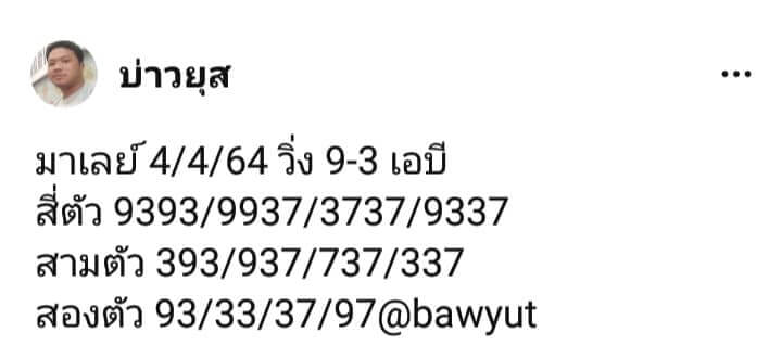 หวยมาเลย์วันนี้ 4/4/64 ชุดที่ 5