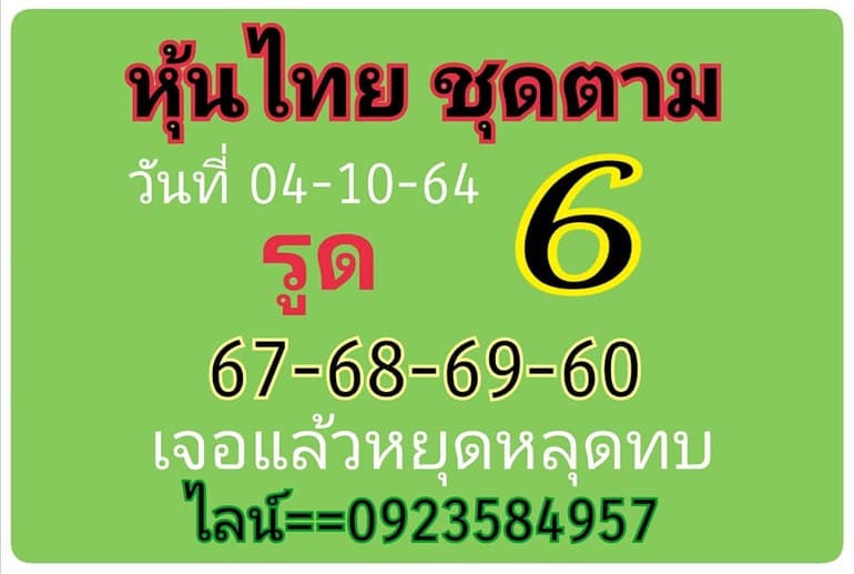 หวยหุ้น 4/10/64 ชุดที่ 6