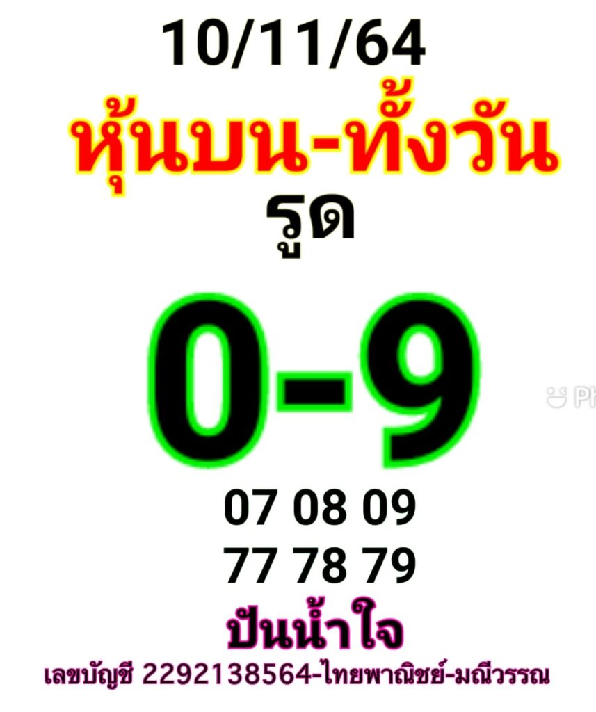 หวยหุ้นวันนี้ 10/11/64 ชุดที่ 3