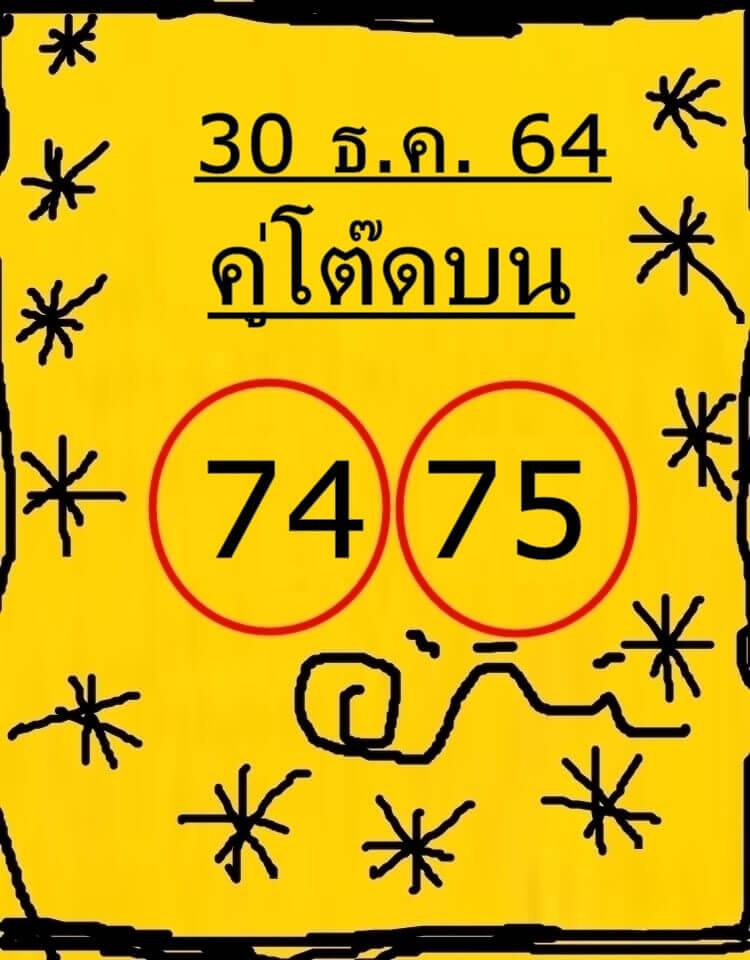 หวยคู่โต๊ดบน 30/12/64