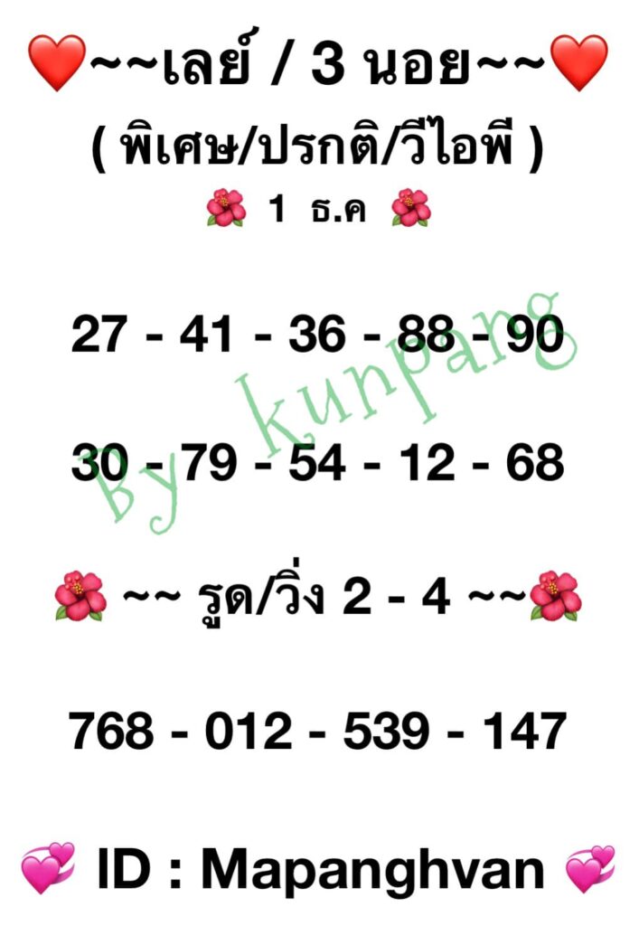 หวยมาเลย์ 1/12/64 ชุดที่ 5