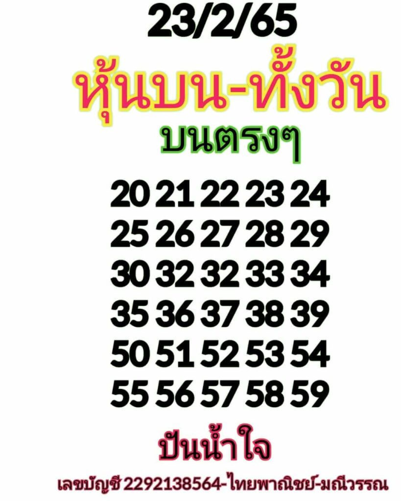 หวยหุ้นวันนี้ 23/2/65 ชุดที่ 10