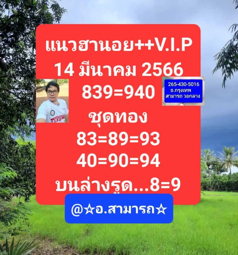 แนวทางหวยฮานอย 14/3/66 ชุดที่ 8