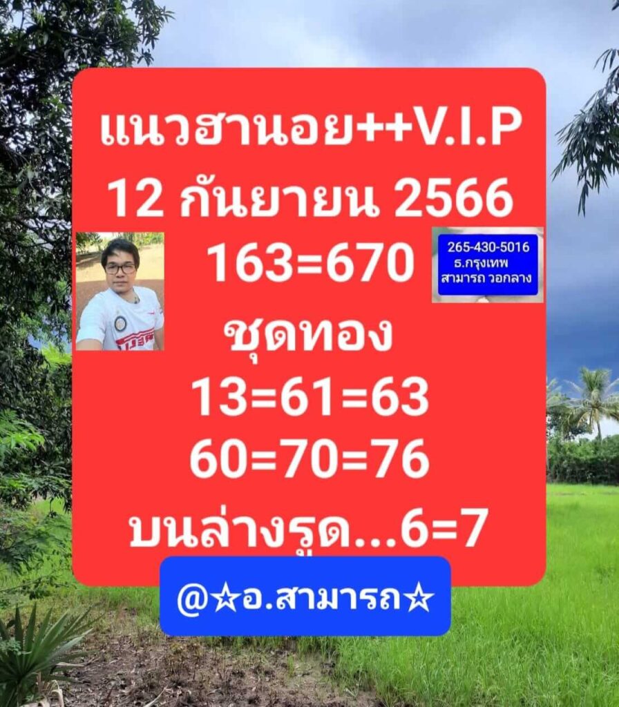 แนวทางหวยฮานอย 12/9/66 ชุดที่ 10