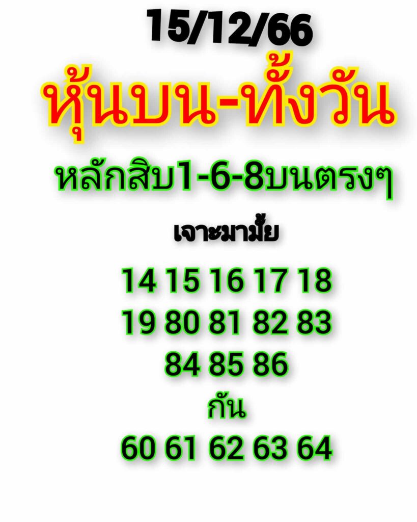 หวยหุ้นวันนี้ 15/12/66 ชุดที่ 3